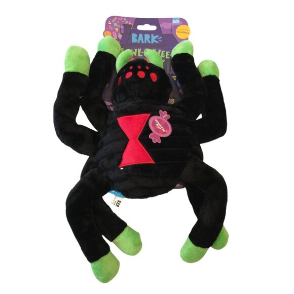BARK Howl-O-Ween Party Dark Web Designer Squeak Crinkle Plush Spider